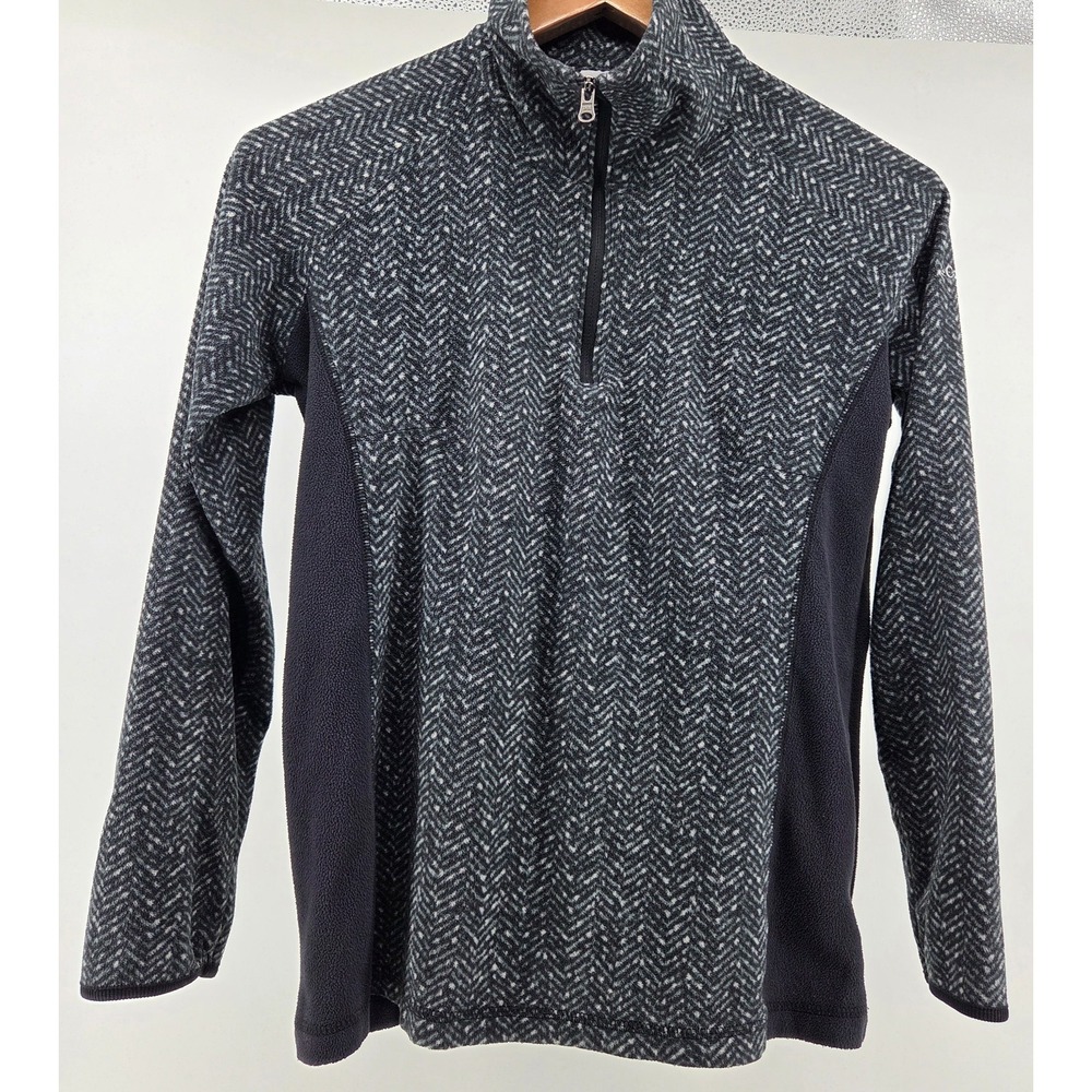 Columbia 1/4 Zip Pullover Women's Medium Black Pattern Sweater Mock Neck Outdoor